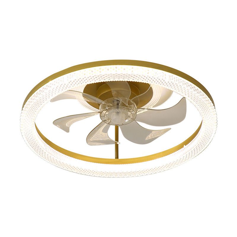 7-Blade Contemporary Ceiling Fan White/Golden LED Fan with Light for Home