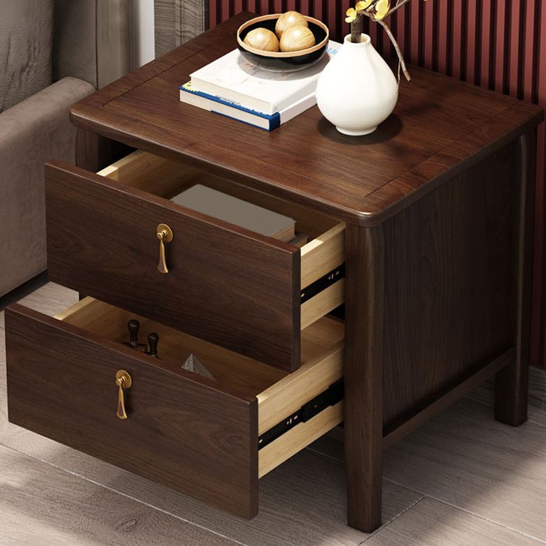 Contemporary Nightstand Solid Wood Bedside Cabinet for Bedroom