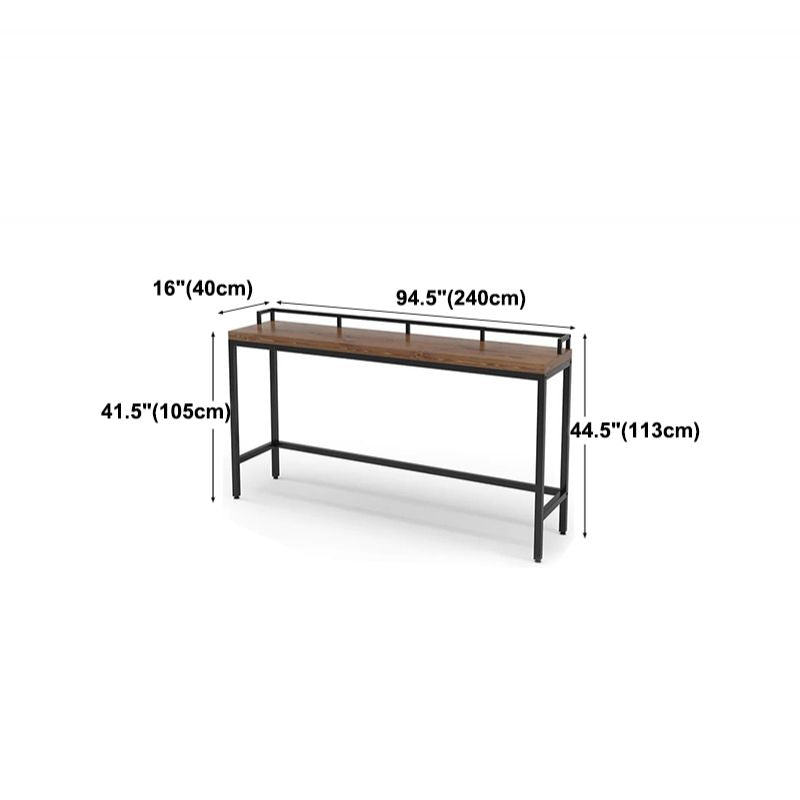 Pine Wood Bar Table Brown Industrial Bar Dining Table with Trestle Base