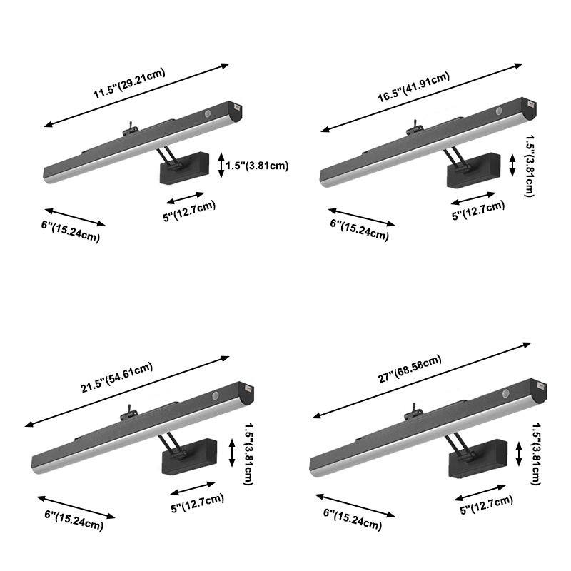 Längliche Metall Wandleuchte LEGISION SCHLAGS -LED LED Schwarze Wandbeleuchtung