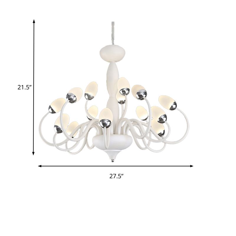 Bud Bedroom Up Chandelier Acrylic 15/22-Light Contemporary Hanging Ceiling Pendant in White