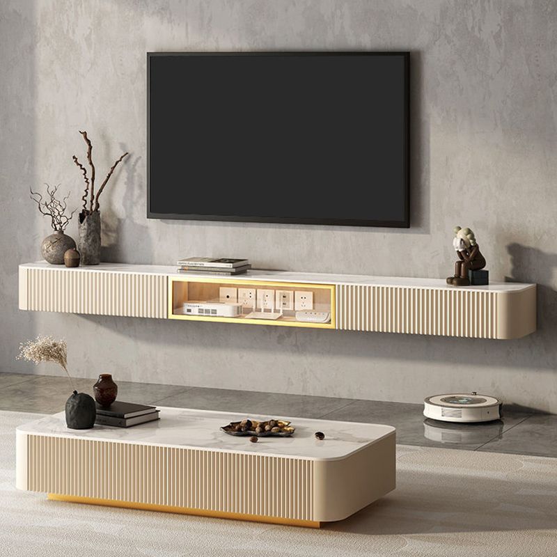 Contemporary TV Media Stand with Drawers Floating TV Stand Console