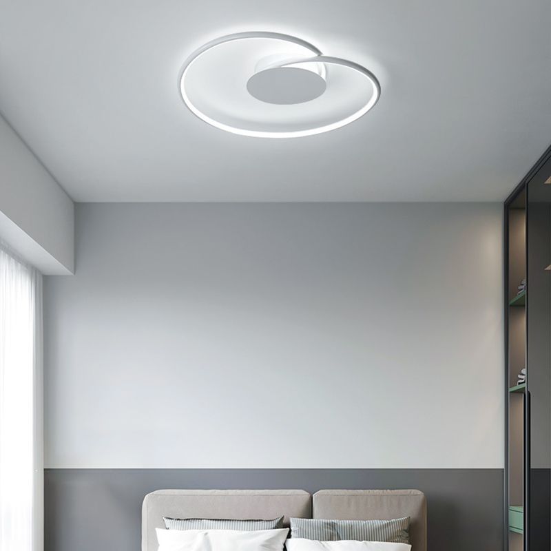 1 - Light LED Linear Flush Mount in White Metal Modern Ceiling Flush