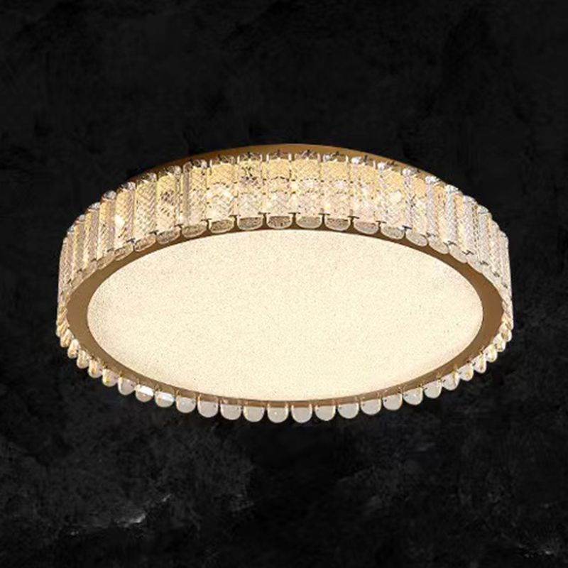 1-Light Drum Flush Ceiling Lights Modern Crystal Flush Light