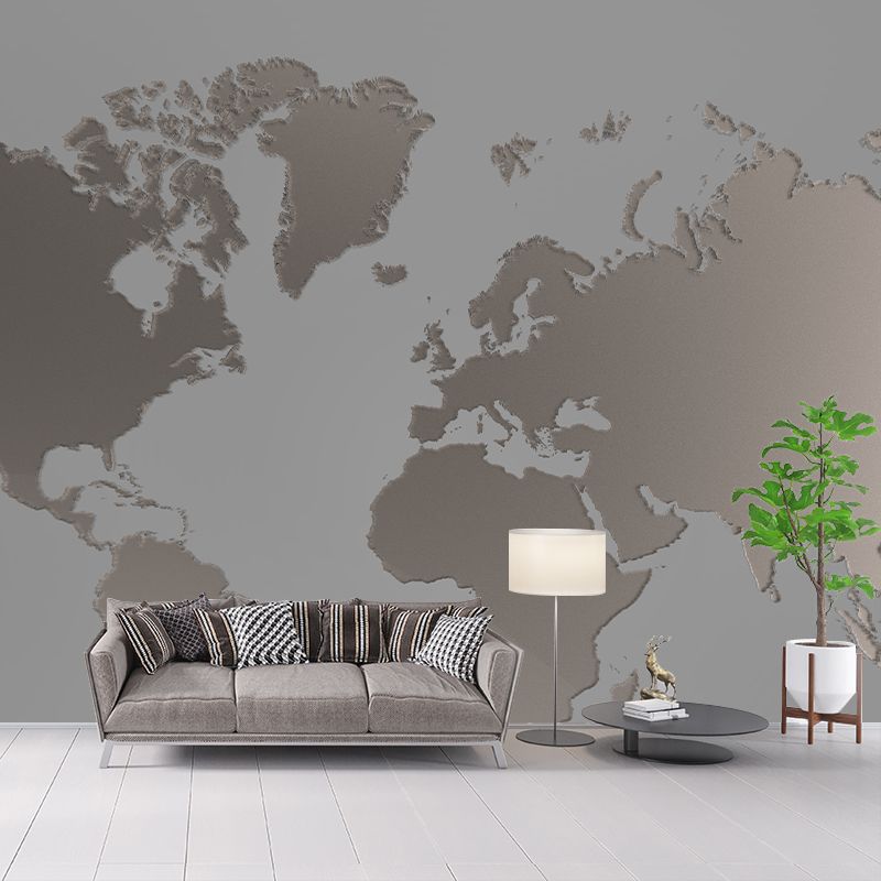 Contemporary Illustration Map Pattern Wallpaper Mildew Resistant Living Room Wall Mural