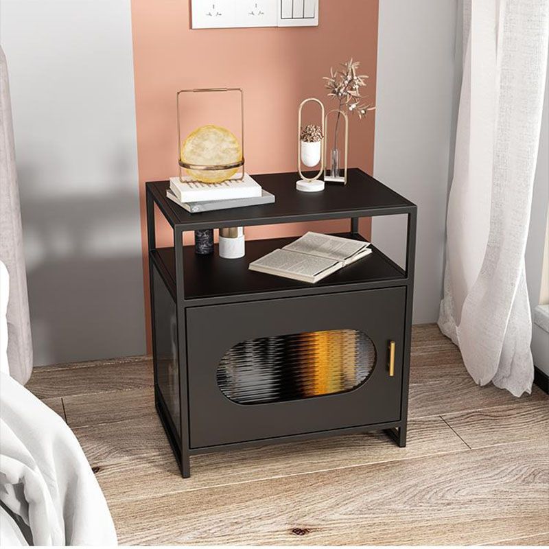 Modern Metal Night Table Storage Bedside Cabinet with Door for Bedroom