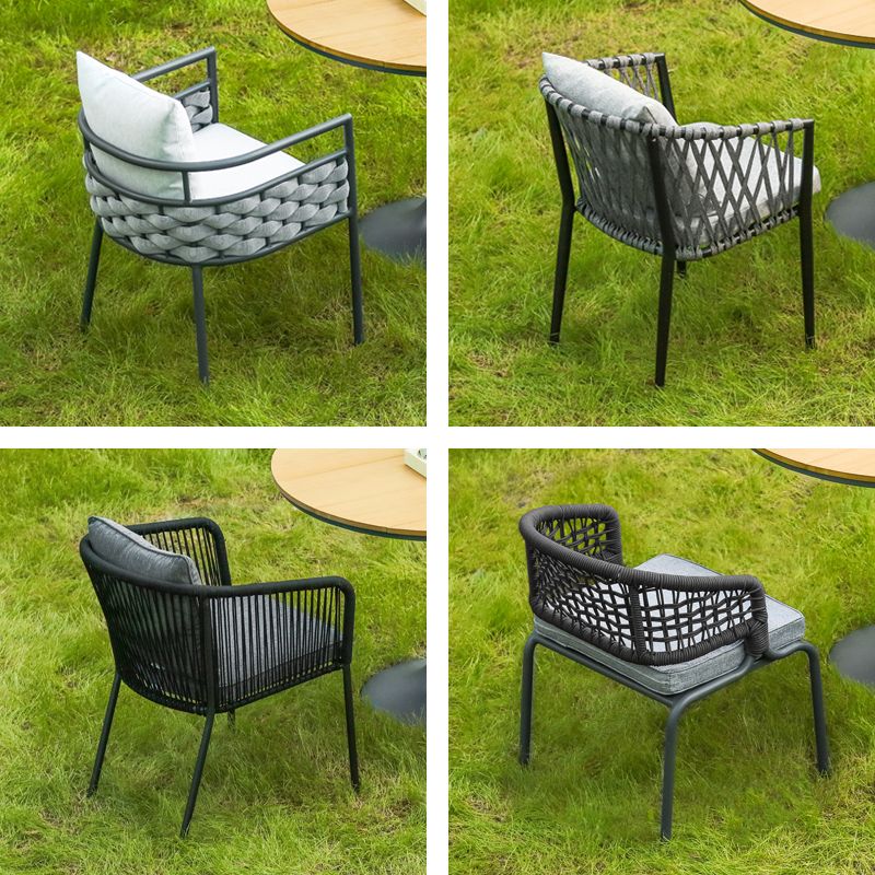 Water Resistant Patio Dining Chair Metal Outdoors Dining Armchairs