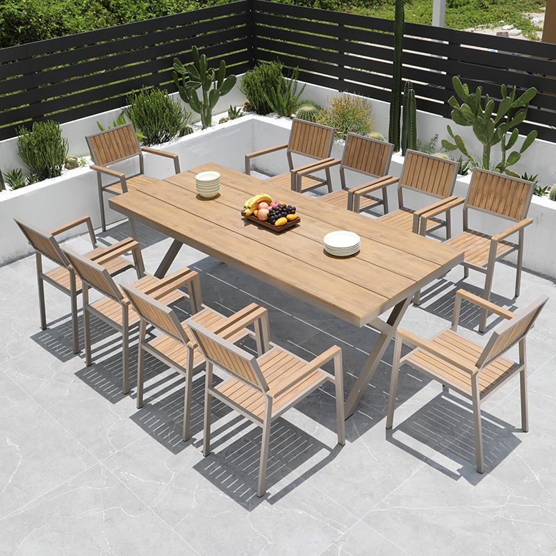 Modern Geometric Waterproof Courtyard Table Plastic Wood Outdoor Table