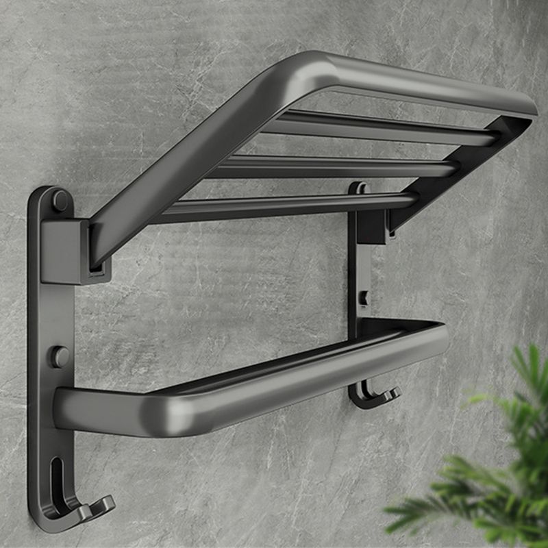 Contemporary Bathroom Accessory Kit Gray Aluminum Bath Shelf/Towel Bar/Robe Hooks