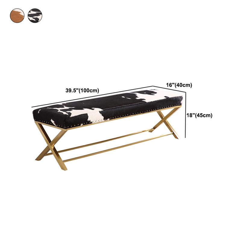 Glam Upholstered Bedroom Bench, Foam Filled Seating Bench with Metal Legs