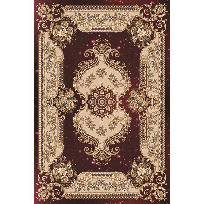 Multi-Color Vintage Rug Synthetics Geometric Area Carpet Non-Slip Backing Easy Care Indoor Rug for Parlor