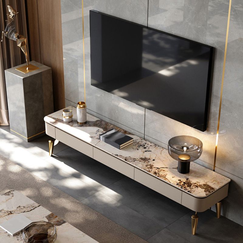 Contemporary TV Media Console Stone TV Console with 3 Drawers