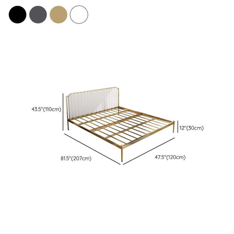 Leather Upholstered Platform Bed Luxurious Metal Tall Bed Frame