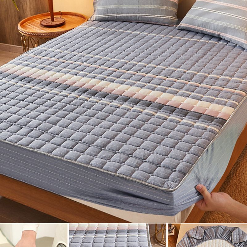 Green Cotton Sheet Set Check Pattern Tear Resistant Bed Sheet