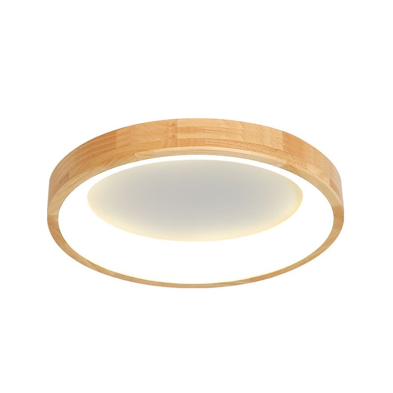 Wooden Circular LED Ceiling Lamp Simplicity Bedroom Flush Mount Light