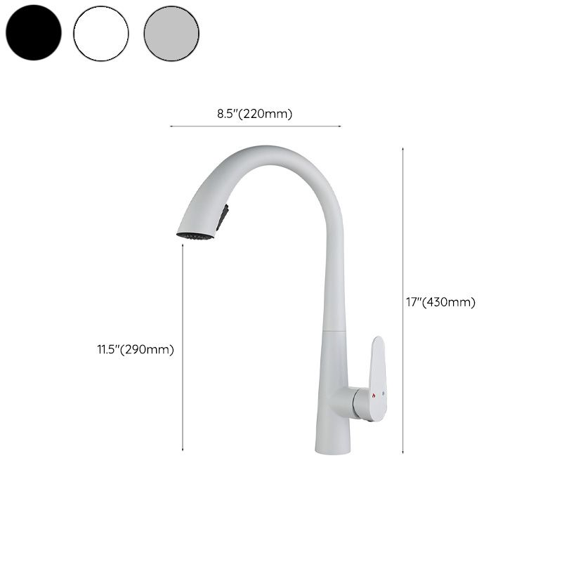 Contemporary High-Arc Kitchen Faucet Swivel Spout with Pull Down Sprayer