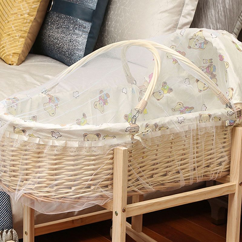 Traditional Portable Moses Basket Oval Cradle with Playpen for Newborn