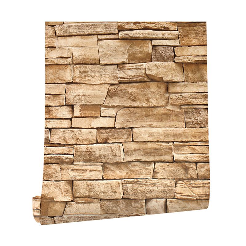 Brown Brick Wallpaper Roll Construction Cottage Stick On Wall Art for Living Room