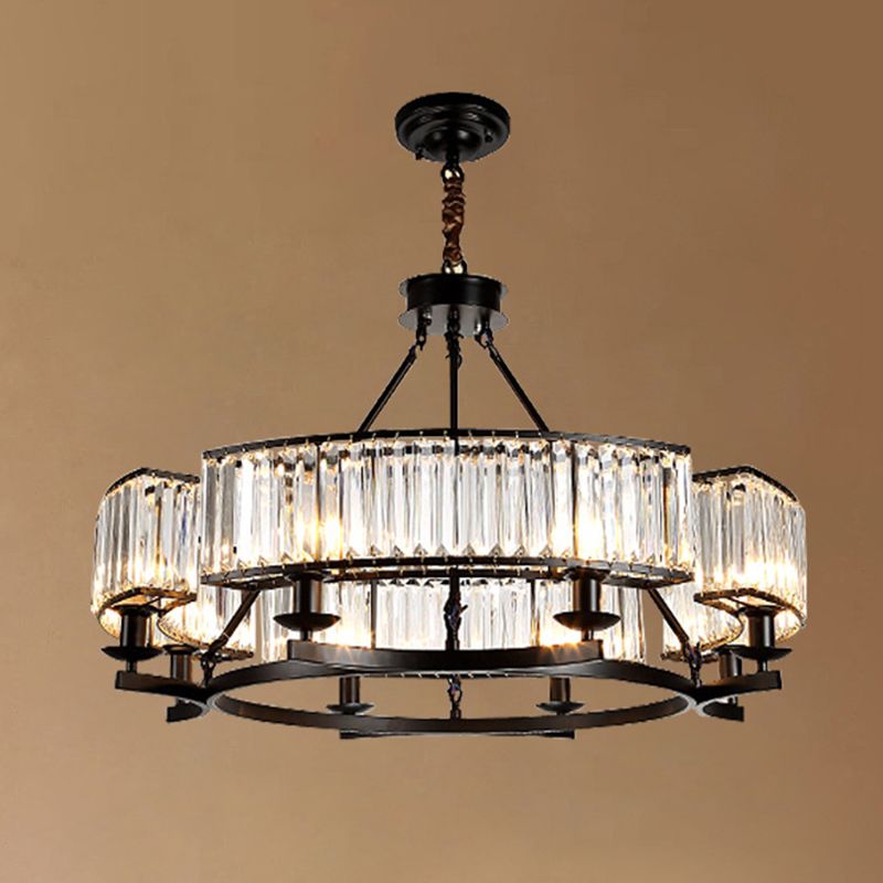 Livrage circulaire Chandelier Pendant Light Tri-Prism Crystal Simplicité Pendant Light