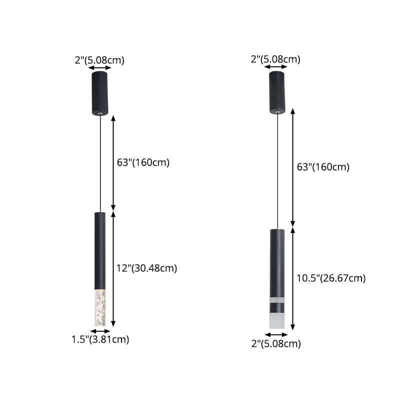 Pendante LED Black Cylindroid dans la simplicité moderne Lampe suspendue en fer forgé avec une teinte acrylique