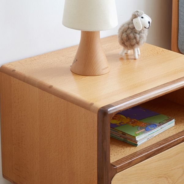 Contemporary Kids Bedside Table Beech Kids Nightstand with Drawers