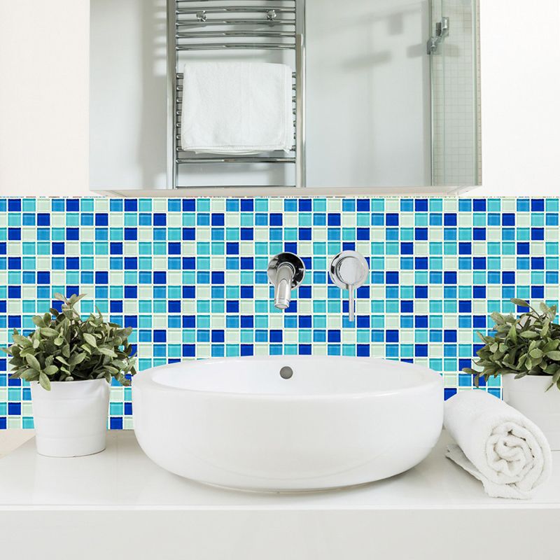 Mosaic Tile Wallpaper Panels Contemporary Smooth Wall Art in Blue, Pick Up Sticks