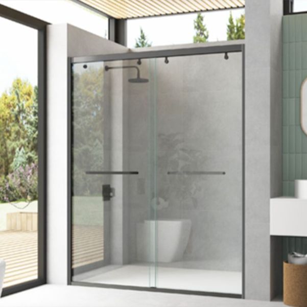 One-shaped Semi-frameless Double Sliding Shower Door, Bathroom Tempered Glass Door