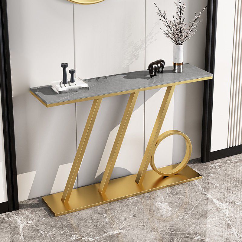 Scratch Resistant Glam Marble/metal Rectangle Console Table for Hall