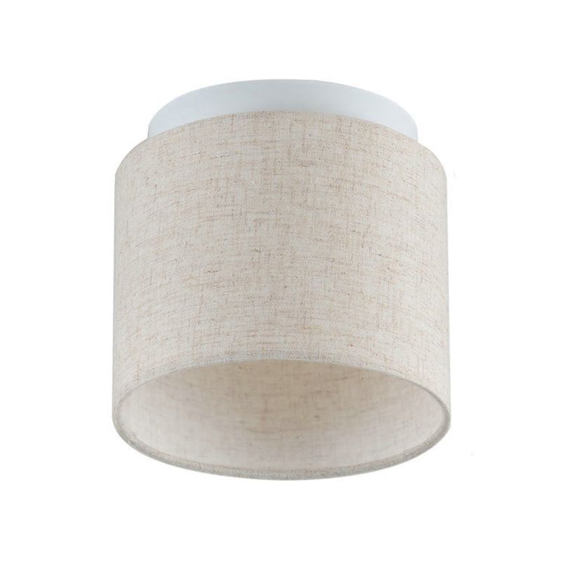 Half Cylinder Fabric Flush Mount Light Modern 1 Light Flush Mounted Light Fixture in White