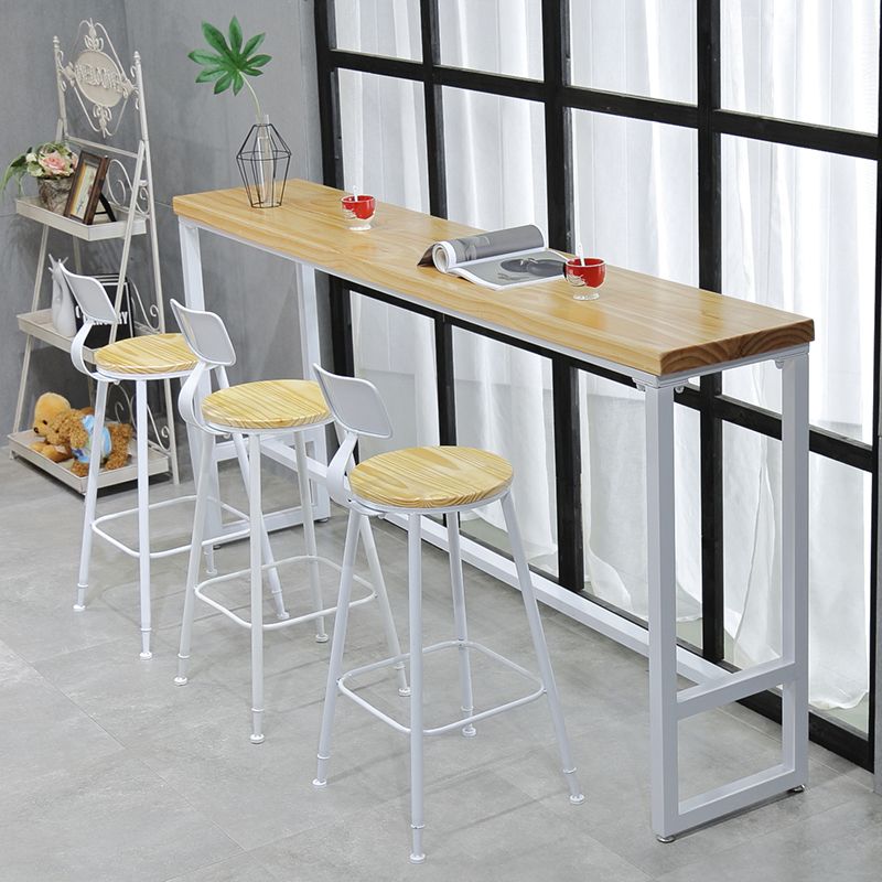 Rectangle Bar Dining Table Contemporary Bar Table with Trestle Base in White