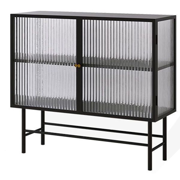 Modern Metal China Cabinet Glass Doors Storage Cabinet for Dining Room