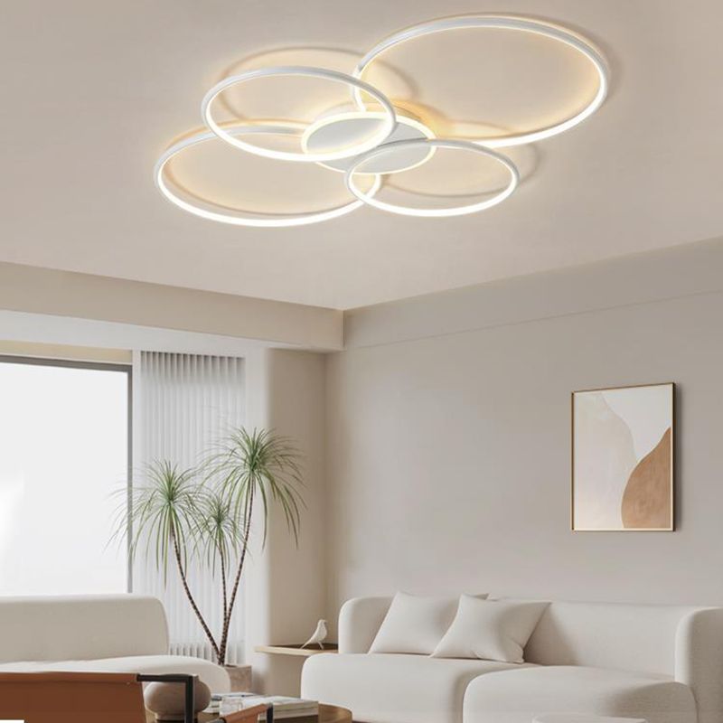 Black / White 5 - Light Flush Mount LED Ring Modern Ceiling Fixture