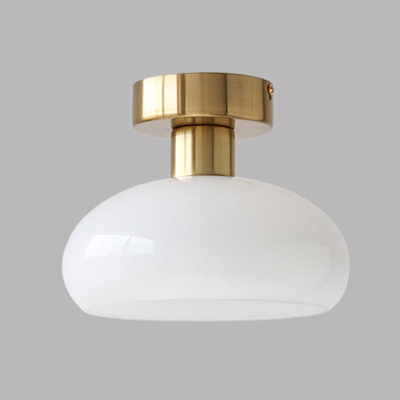 Modernism Glass Shaded Ceiling Light Golden/Chrome Flush Mount Lighting for Foyer