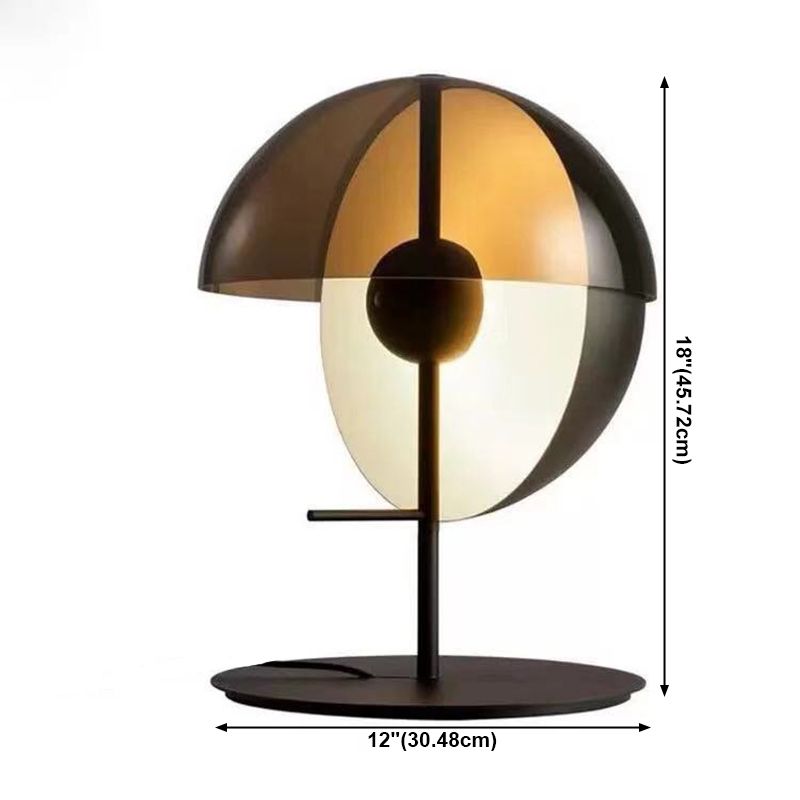 Post-modern Style Glass Table Lamp Black Metal Bedside Nightlight for Bedroom