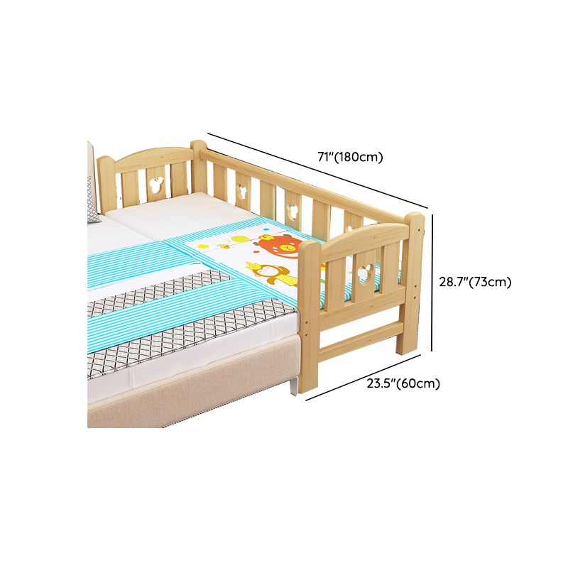 Glam Baby Crib with Mattress Washed Natural Wood with Guardrail Nursery Bed