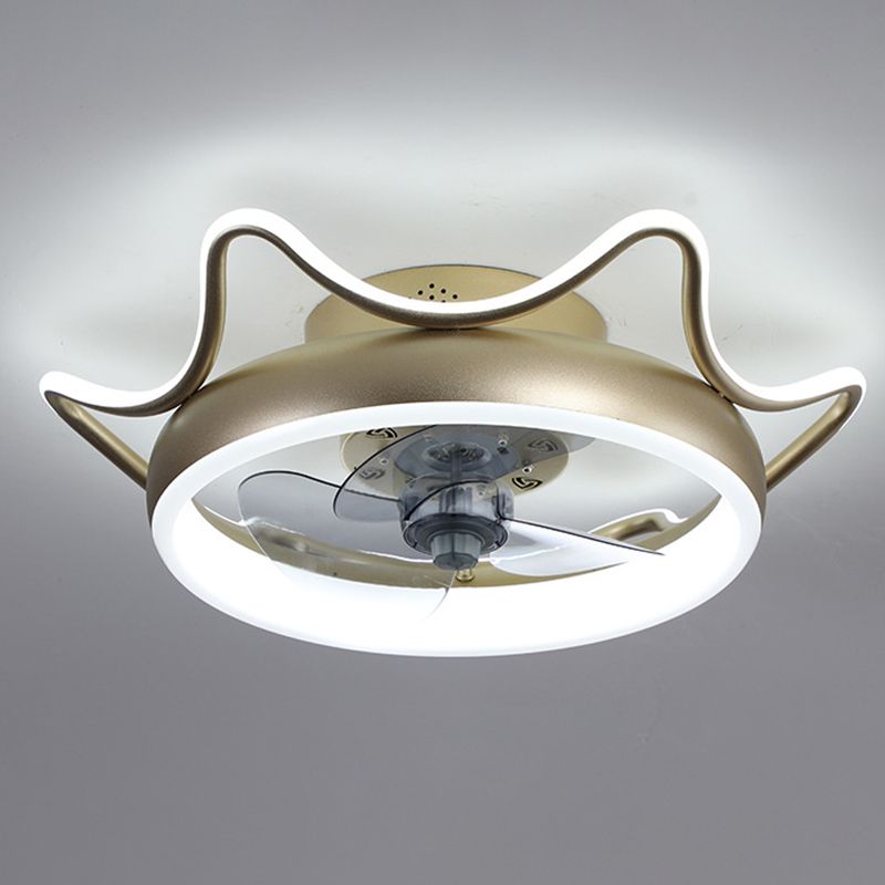 Polish Finish Fan with Light Children Metallic LED Ceiling Fan for Home