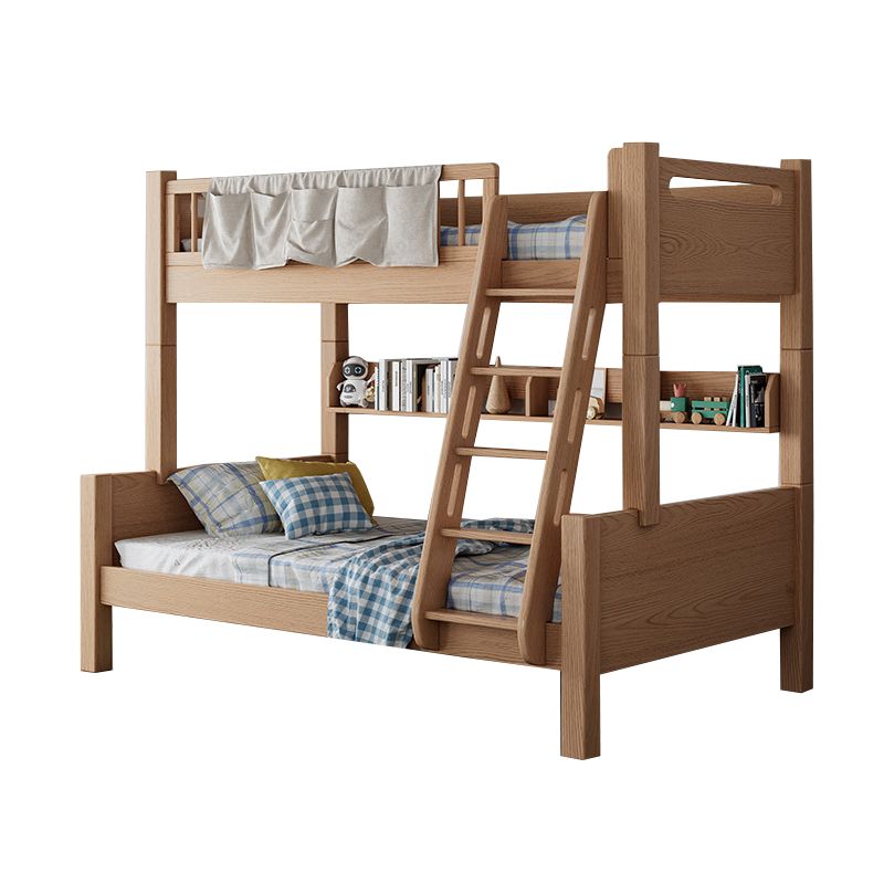 Modern Solid Wood Bunk Bed Panel Headboard Beech Kids Bed with Staircase