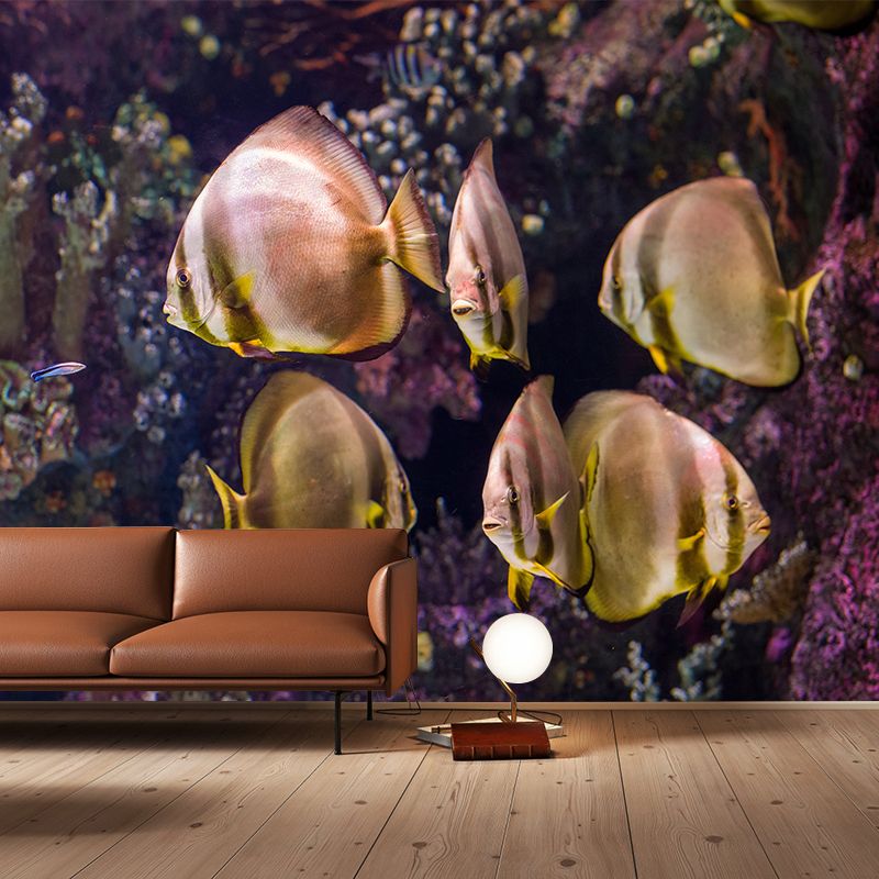 Tropical Fish Sea Bottom Mural Wallpaper Moisture Resistant Contemporary Wall Covering for Bedroom