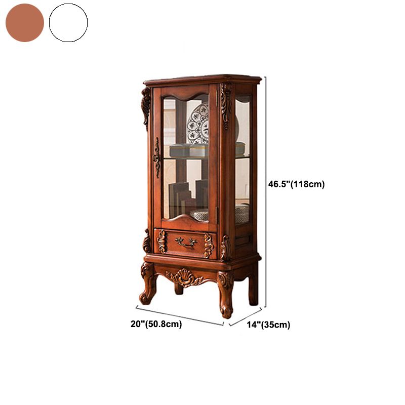 Traditional Birch Curio Cabinet Glass Doors Display Cabinet for Bedroom