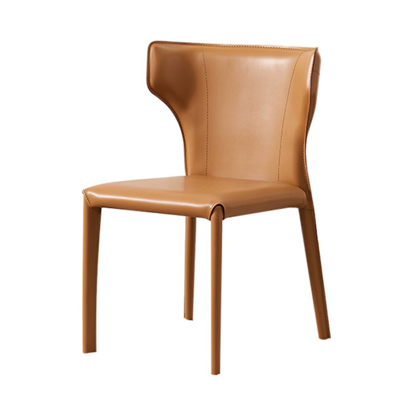 Contemporary Leather Dining Chair Armless Wingback Side Chair for Restaurant Use