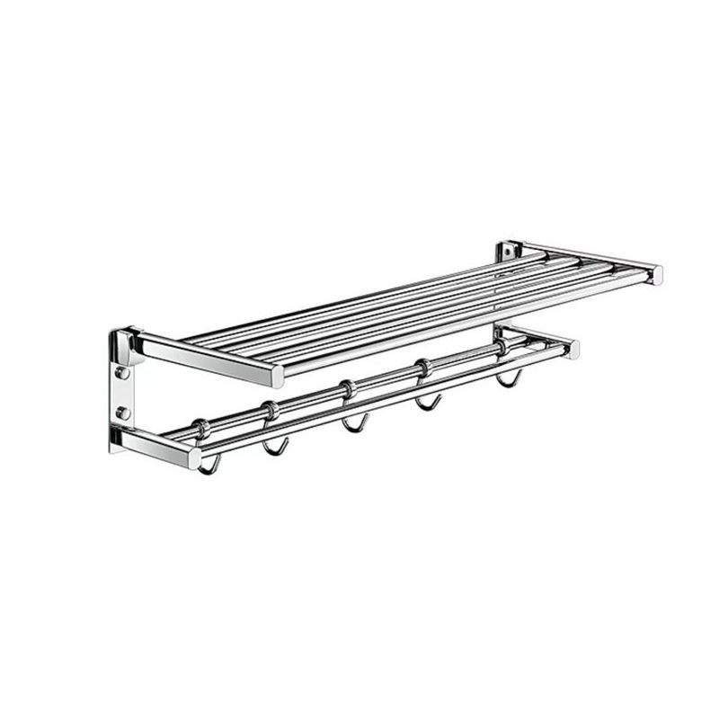 Polished Chrome Modern Bathroom Accessory Set Silver Towel Bar/Bath Shelf