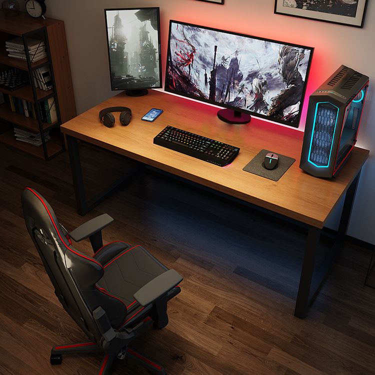 Rectangular Shaped Computer Desk Brown Writing Desk for Home