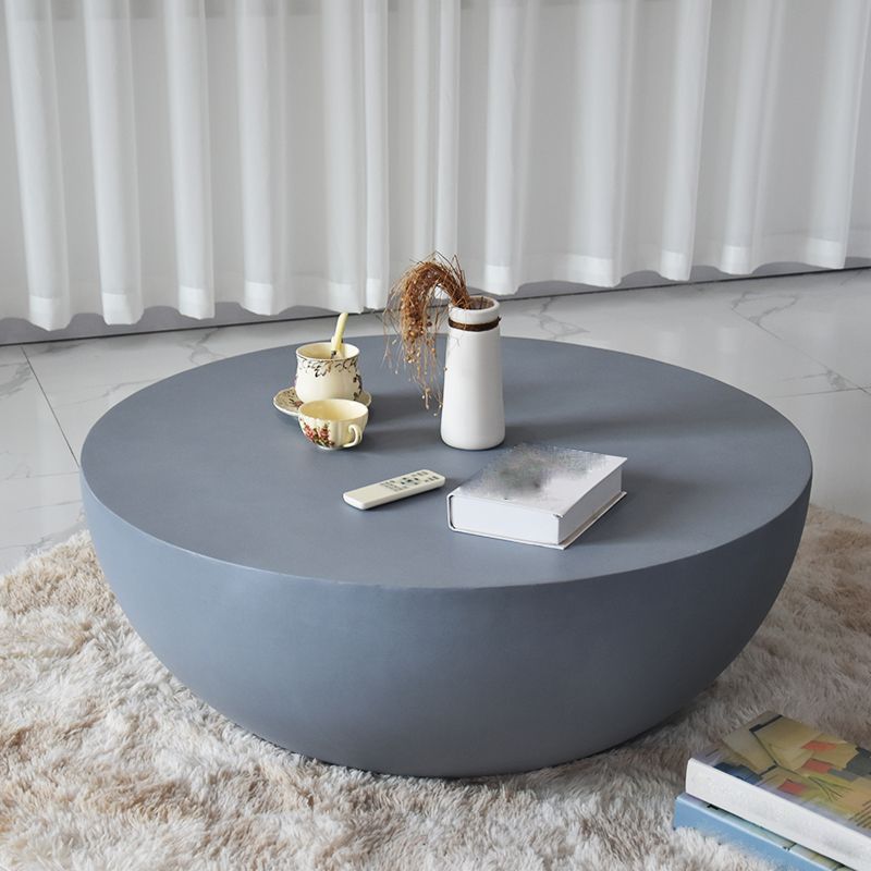 Modern Concrete Black Cocktail Table Round Coffee Table - White