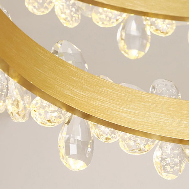 Modern Circular Pendant Chandelier Crystal Hanging Lamp