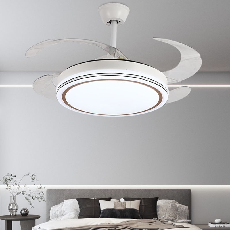 Iron and Acrylic Ceiling Fan Lighting in White Finish Modern Fan Ceiling