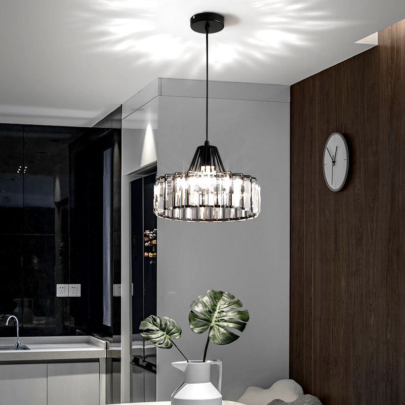 Postmodern Style Crystal Pendant Light Geometric Hanging Pendant for Bedroom