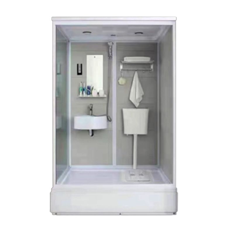 Tempered Glass Single Sliding Shower Enclosure White One Piece Frame Shower Enclosure