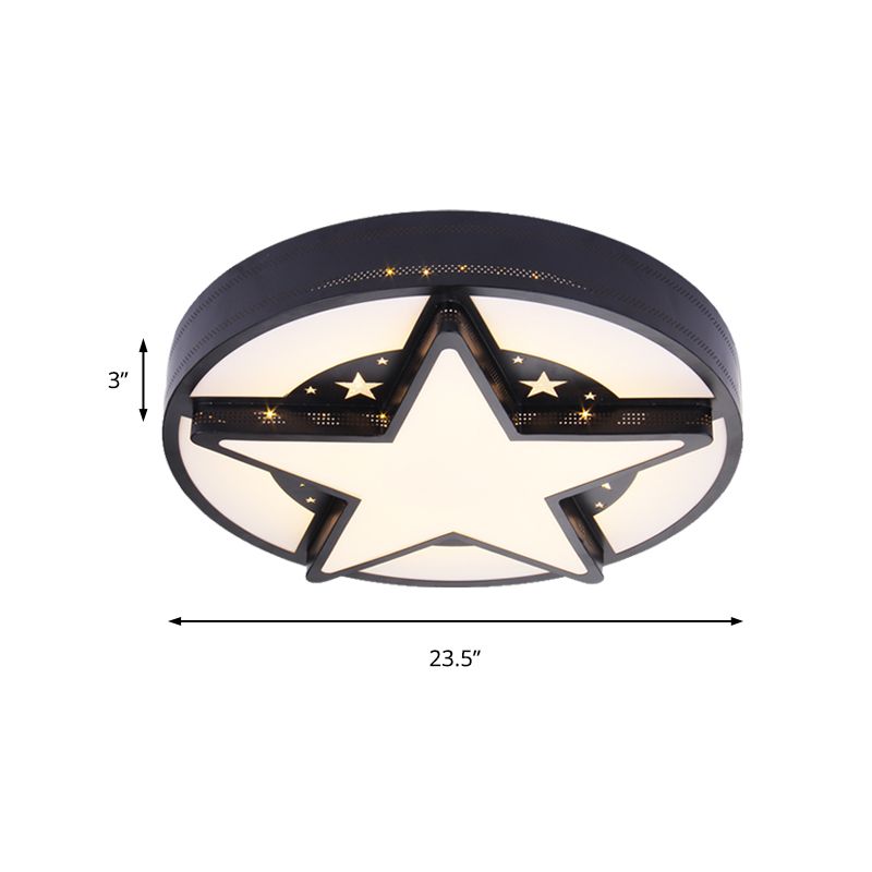 Child Bedroom Round Ceiling Light with Star Acrylic American Style Flush Mount Light