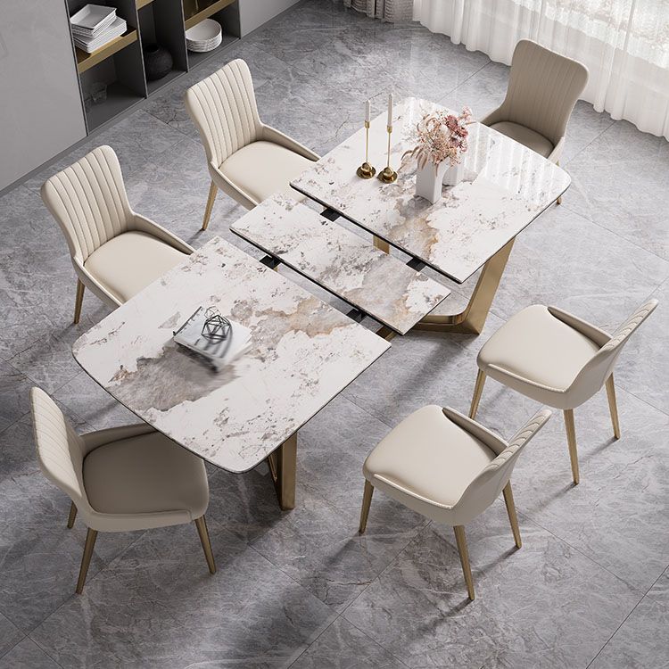 Glam 1/4/5/7 Pieces Dinette Set with White Sintered Stone Top Scalable Dining Table Set