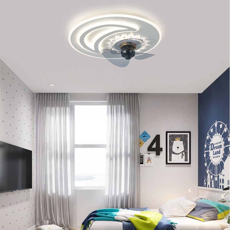 Éclairage de ventilateur de plafond ultrathin Modernisme Acrylique à chambre LED Semi Flush Lightture en blanc